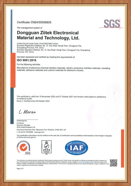 Chine Dongguan Ziitek Electronical Material and Technology Ltd. certifications